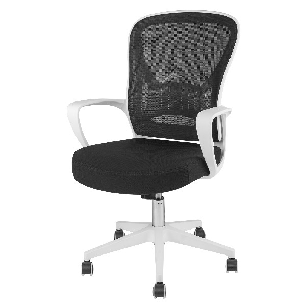 OUTFINE Mid-Back Mesh, Swivel Office Chair with Lumbar Support and Adjustable Height (White)
