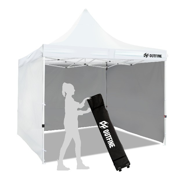 OUTFINE Canopy 10x10 Pop Up Commercial Canopy Tent with 3 Side Walls Instant Shade, Bonus Upgrade Roller Bag, 4 Weight Bags, Stakes and Ropes (White, 1010FT)