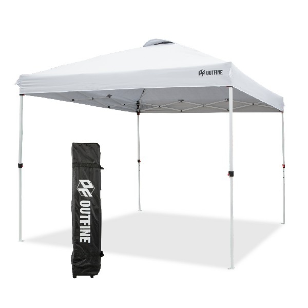 OUTFINE Pop-up Canopy 10x10 Patio Tent Instant Gazebo Canopy with Wheeled Bag,Canopy Sandbags x4,Tent Stakesx8 (White, 1010FT)