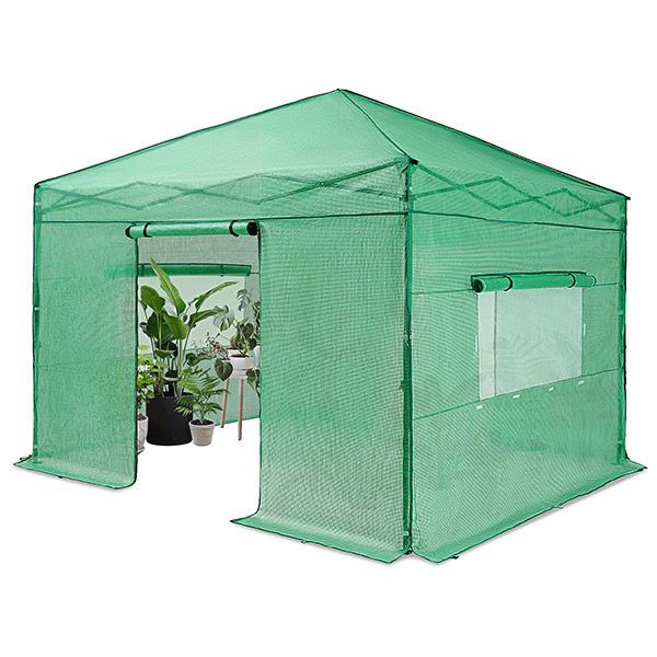 OUTFINE 10'x10' Portable Heavy Duty Walk-in Greenhouse Instant Pop-up Greenhouse Indoor Outdoor Plant Gardening House Canopy, Green